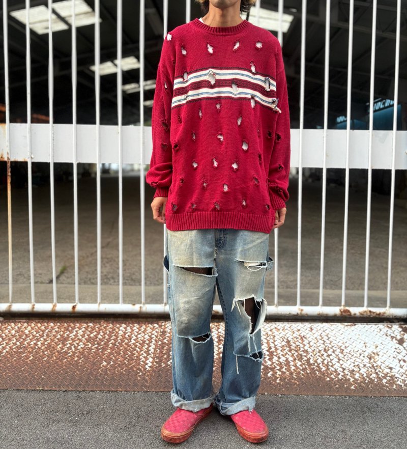 破损针织衫 - 女装针织衫/毛衣 - 棉．麻 