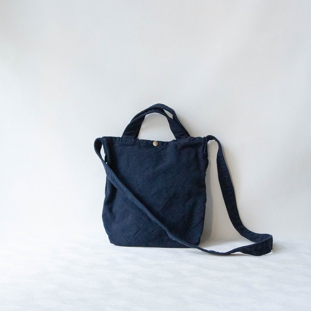 Tote bag S [dark blue] (VC-1) - 手提包/手提袋 - 棉．麻 蓝色