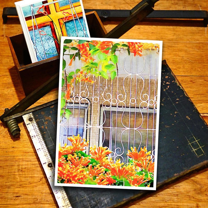 老屋颜 – 铁窗花明信片 – 154 高雄/炮仗花 - 卡片/明信片 - 纸 