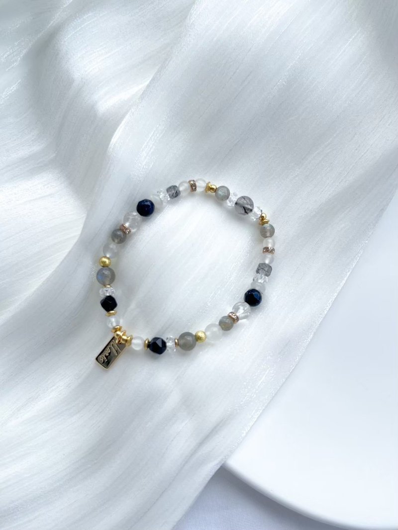 【紫微手链- 天相星】拉长石 黑发晶 水晶手链 / 赠水晶碎石 / - 手链/手环 - 水晶 