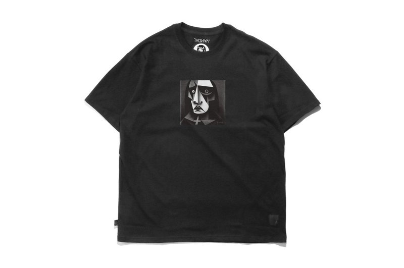 VANDAL AI画的图-A gloomy black metal man短T - 男装上衣/T 恤 - 棉．麻 黑色