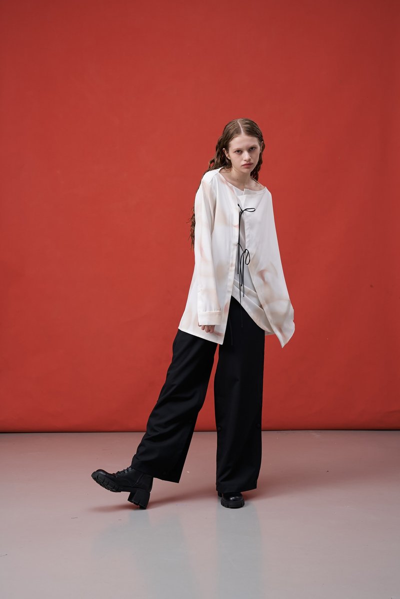 上衣/印花/白色/渲染/绑带/MRI/长袖/INF/25SS - 女装上衣 - 聚酯纤维 白色