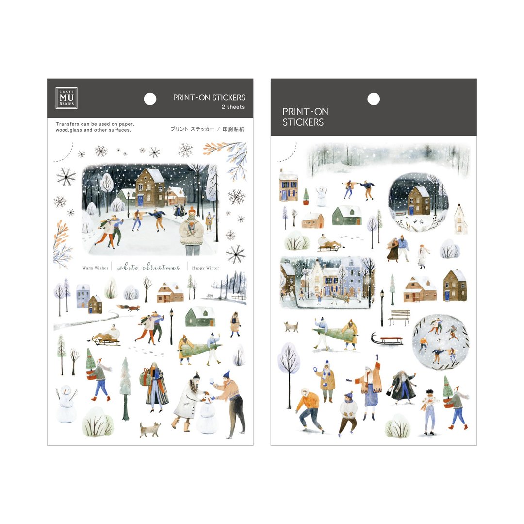 【Print-On Stickers】圣诞限定02-白雪乐园 | 转印贴纸 手帐贴纸 - 贴纸 - 其他材质 绿色
