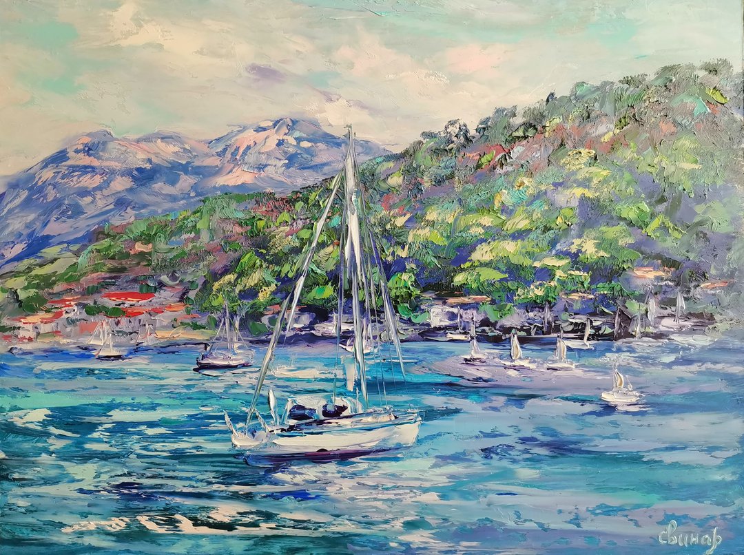 游艇帆船海上原创艺术油画度假村岩石艺术家 Svinar Oksana - 其他 - 其他材质 多色