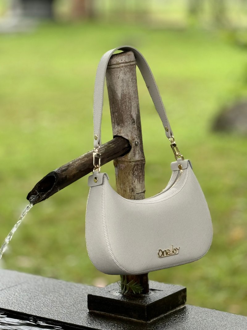 OneJoy 极简弯月肩背包_超轻量双内袋_可拆牛皮手提 - 侧背包/斜挎包 - 橡胶 