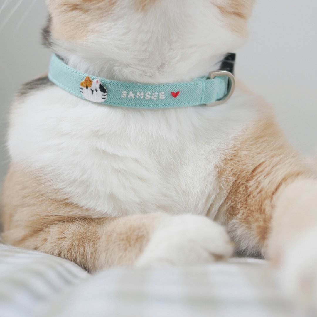 Tone series - Cat Face Breakaway Cat collar - 项圈/牵绳 - 棉．麻 