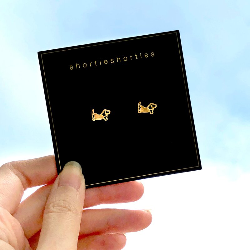 The Dachs Earrings腊肠狗耳环 - 耳环/耳夹 - 其他金属 金色