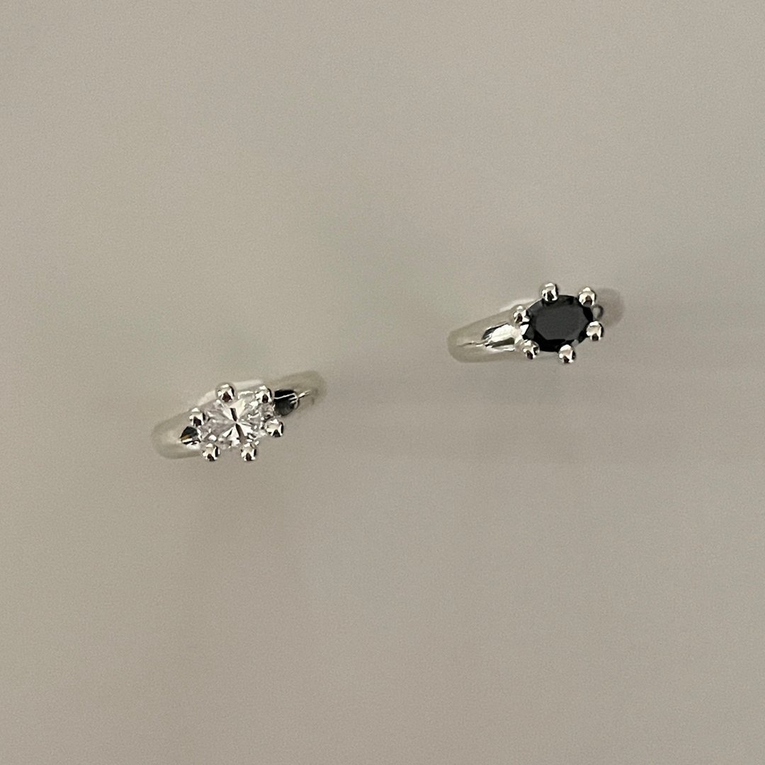 haime jenna 戒指 (立方锆石 8*6mm) 原色银 - 戒指 - 纯银 多色