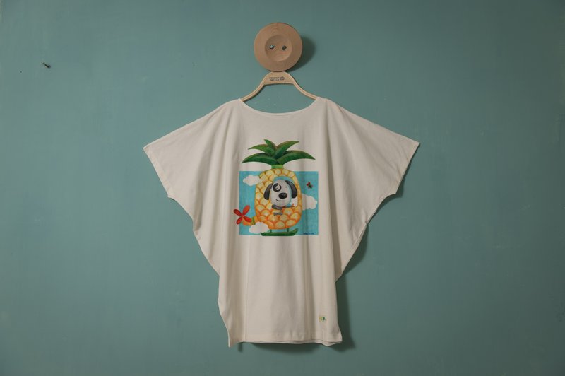 FC无染棉~凤梨直升机~飞鼠T 独特手绘风 材质舒适透气~ - 女装 T 恤 - 棉．麻 白色
