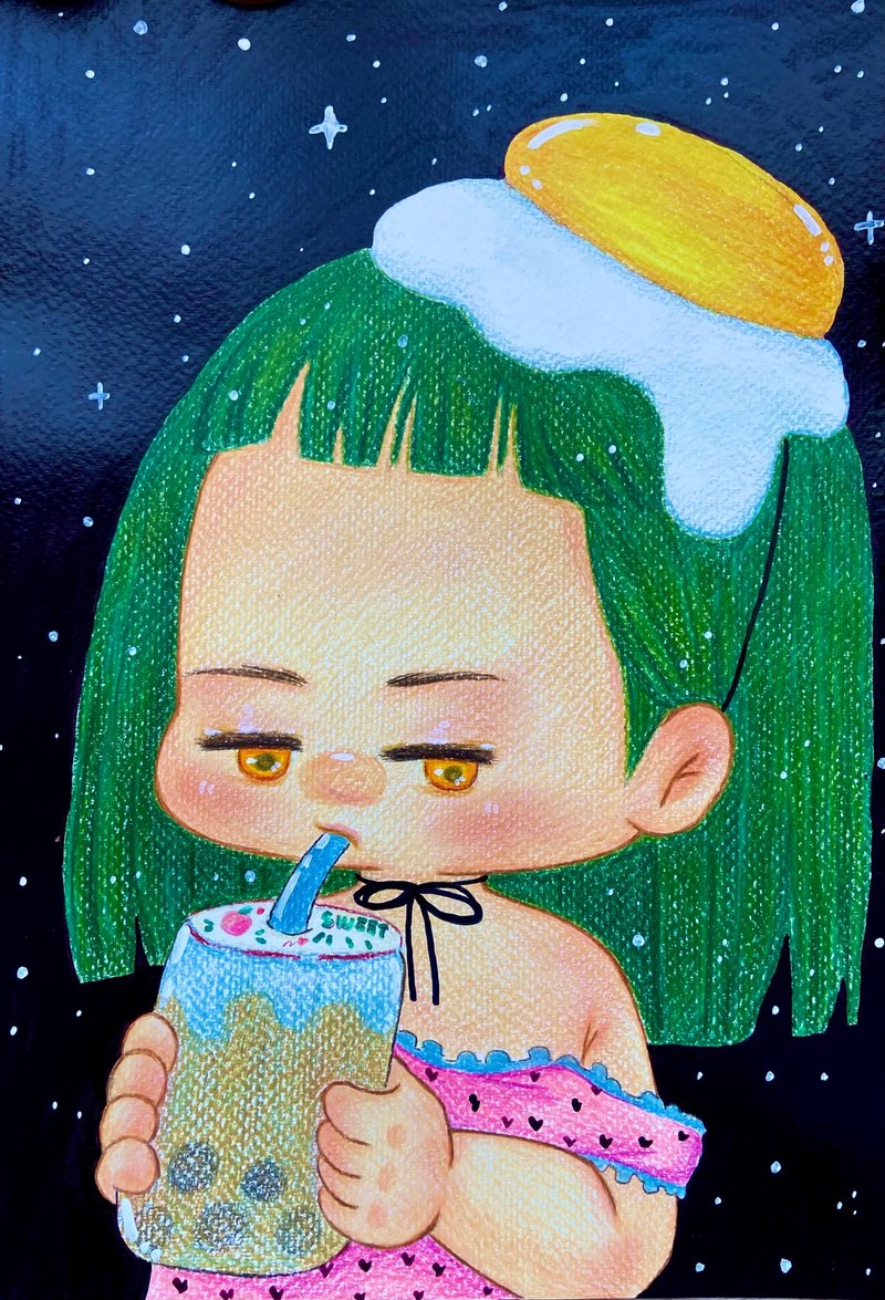 可爱的小皮包，粉笔画 - 墙贴/壁贴 - 纸 