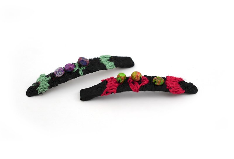 【重工手作】新中式复古藏风 侧边宝石髮夾 - 发饰 - 其他材质 多色