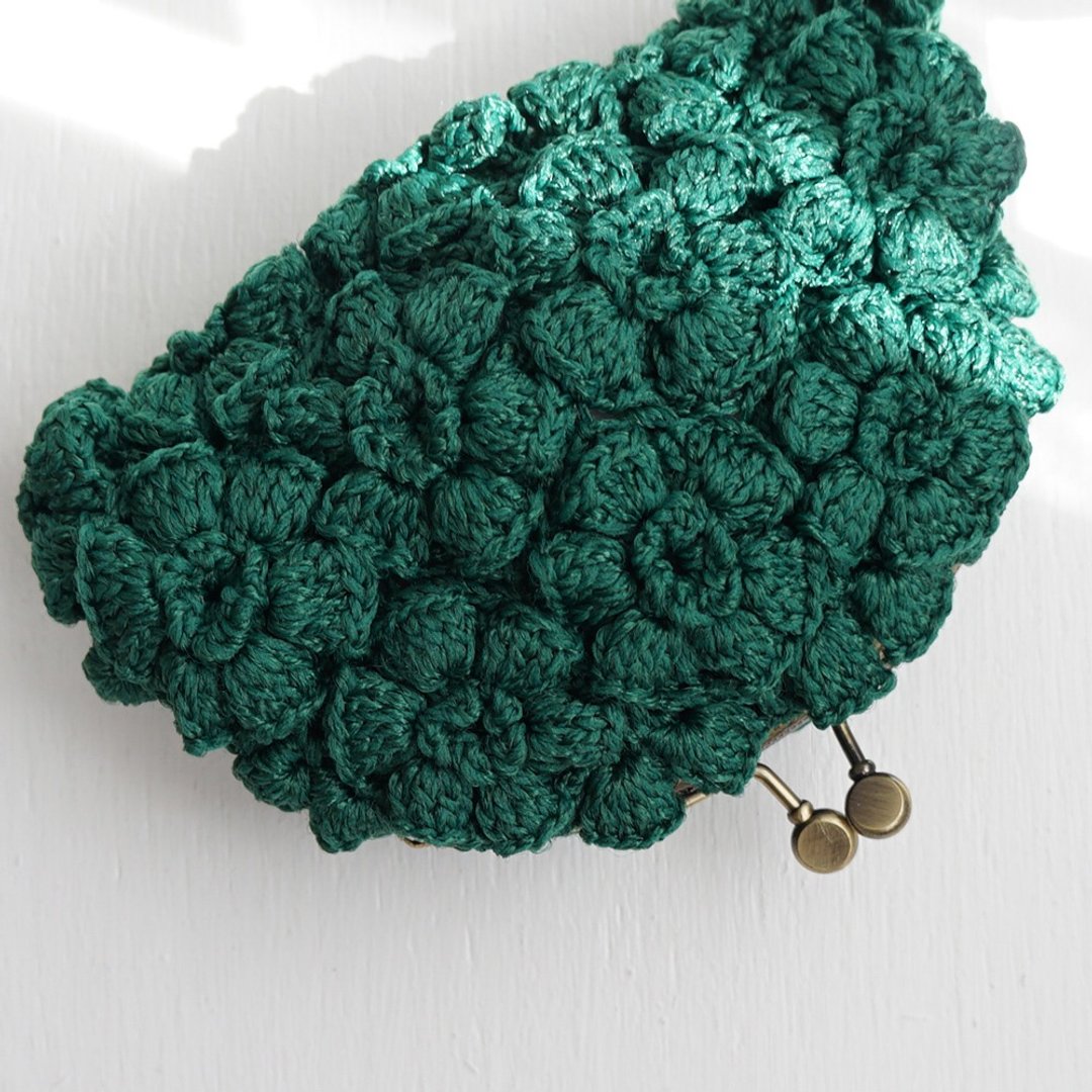 Ba-ba handmade Poppy puff knitting pouch  No.C1453 - 化妆包/杂物包 - 其他材质 绿色