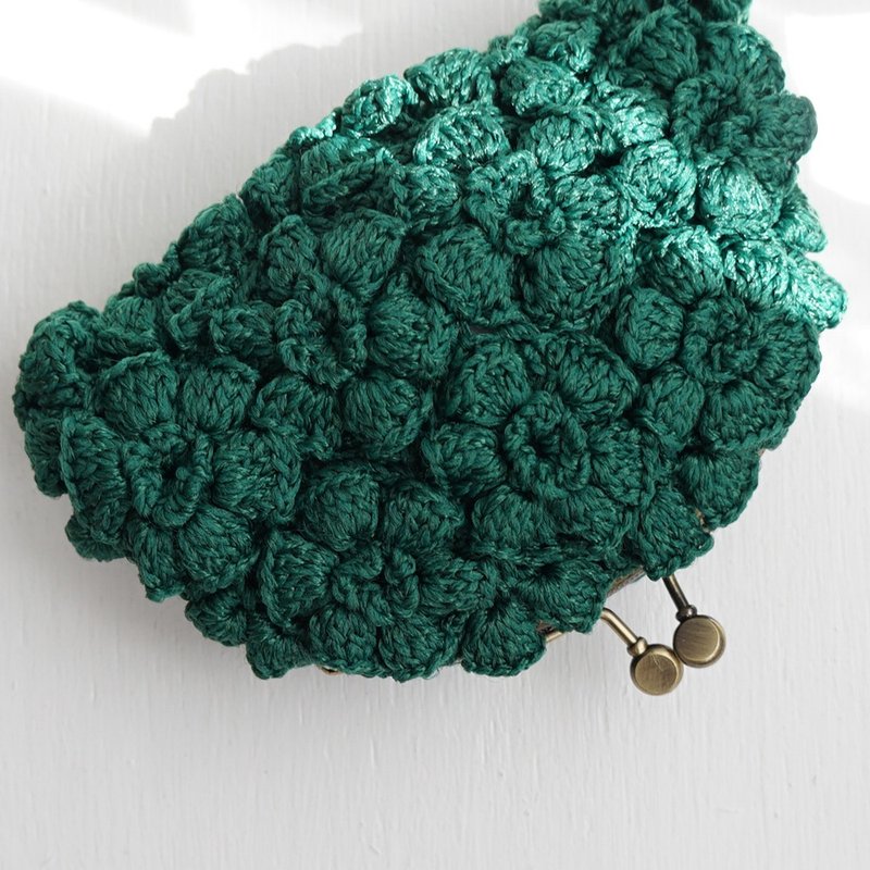 Ba-ba handmade Poppy puff knitting pouch  No.C1453 - 化妆包/杂物包 - 其他材质 绿色