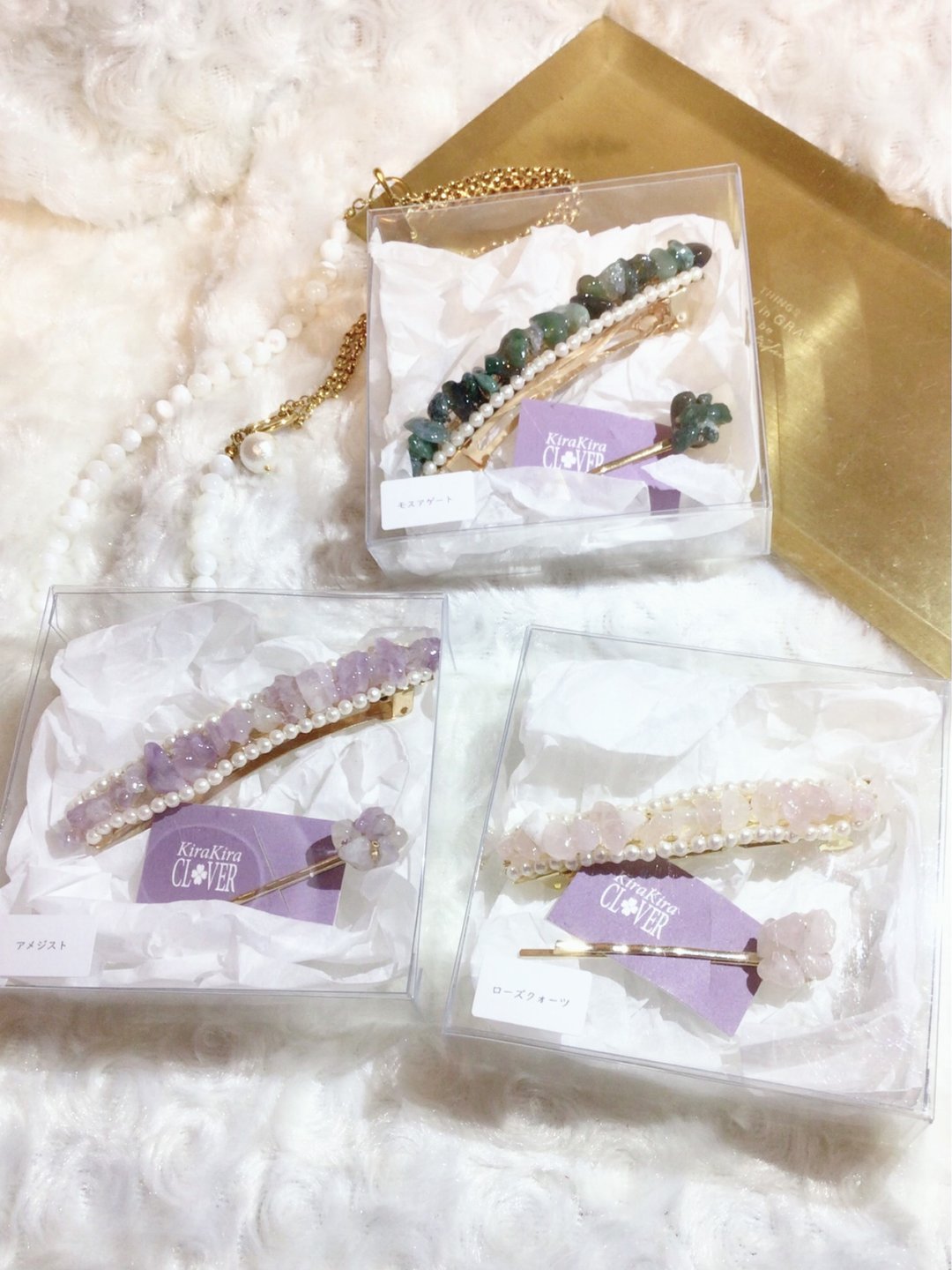 Natural stone barrette and hairpin - 发饰 - 宝石 多色