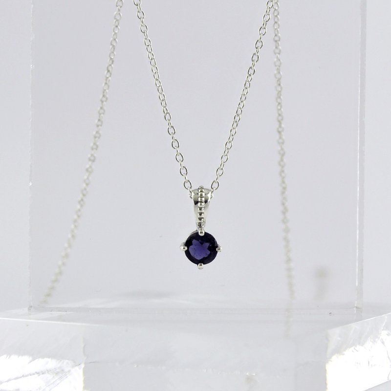 堇青石项链 925纯银 爪镶 - 项链 - 纯银 银色