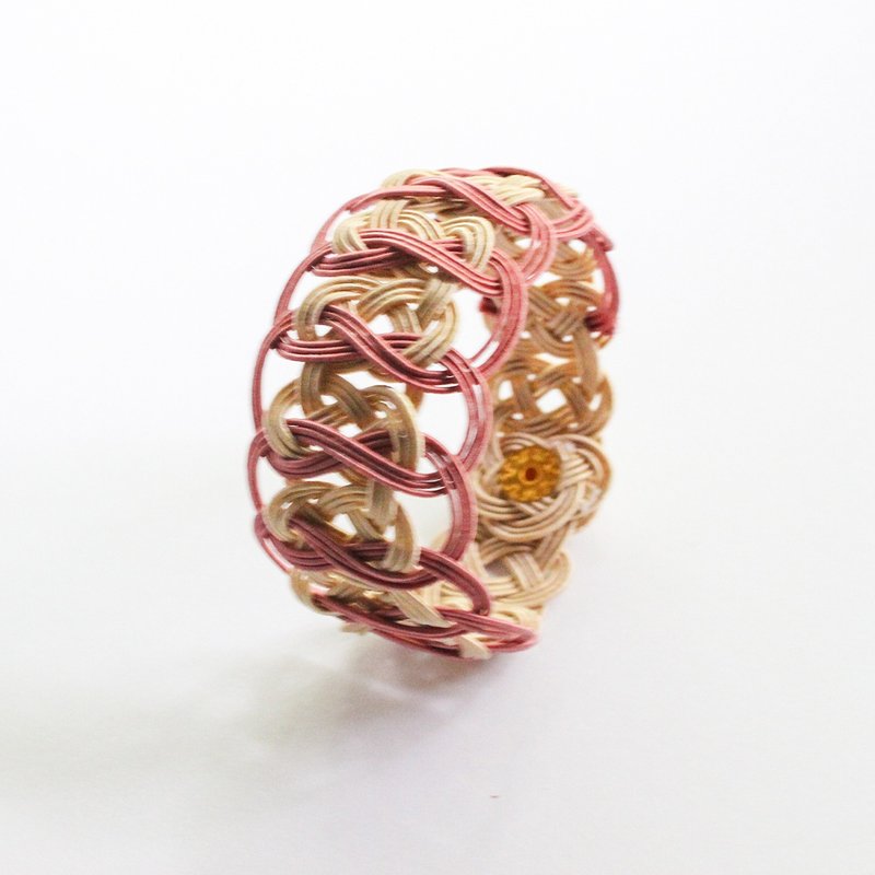 双面 Mizuhiki 手镯 紫色和紫色 - 手链/手环 - 纸 卡其色