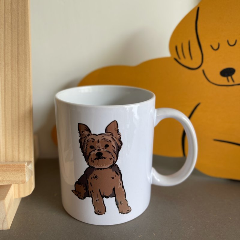 约克夏陶瓷马克杯-可加购定制名字  礼物 - 咖啡杯/马克杯 - 陶 黑色