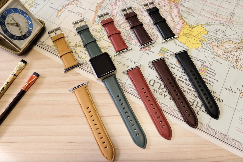 当日出货 AppleWatch 意大利真皮手工表带 全系列 免费刻字包装 - 表带 - 真皮 多色
