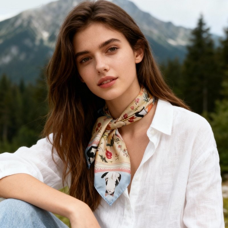 波兰猫与瑜伽士 浅黄花 丝巾60厘米 Jardin Des Fontaines - 丝巾 - 聚酯纤维 黄色