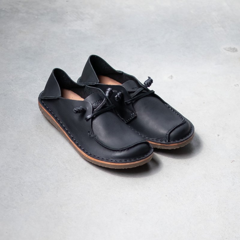 成为正式的懒人 植鞣革 牛皮鞋 后踩鞋_蜡黑 女鞋 大尺码 - 其他女款皮鞋 - 真皮 黑色