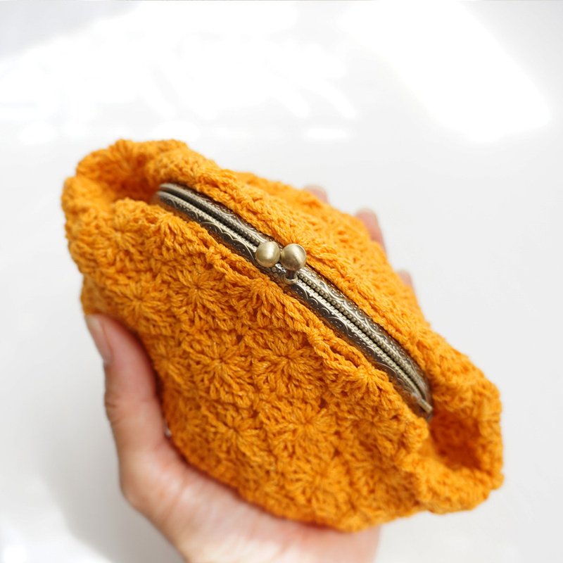 Ba-ba handmade Pattern knitted pouch No.C1611 - 化妆包/杂物包 - 其他材质 橘色
