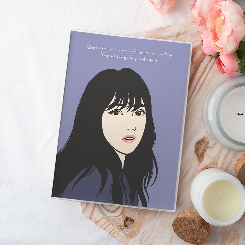 定制人像宠物画 / A5胶套笔记本 / 横线 (文艺风) - 订制画像 - 纸 白色