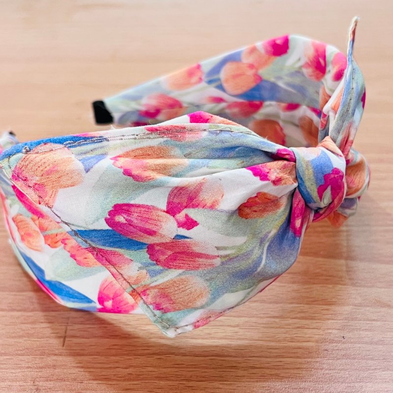 MOYA 宽版手工发箍 郁金香 - 发饰 - 棉．麻 蓝色