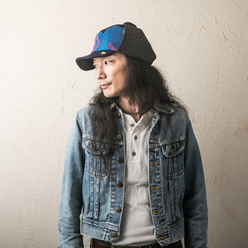 飞行员帽 印度民族布 Fly High_Indigo帽檐&Black耳套  Type1 - 帽子 - 棉．麻 多色