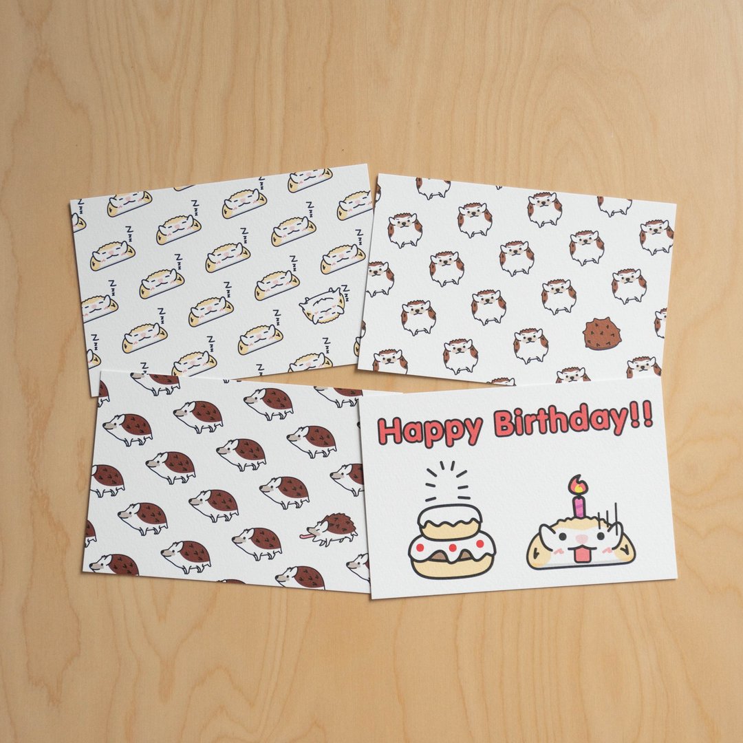 刺猬图案 明信片/心意卡/生日卡 - 卡片/明信片 - 纸 白色