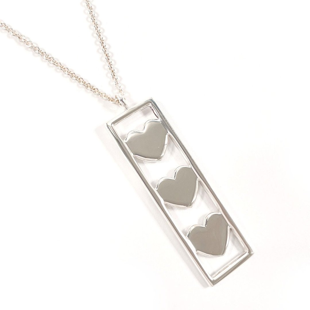 【日本直购．二手美品】蒂芙尼 TIFFANY&Co. 项链 经典三环爱心 坠饰 925 纯银 重新抛光 精品 - 项链 - 纯银 银色