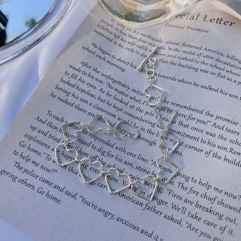 七月叶金工 /Attachment爱心OT扣手链 /925纯银手链 - 手链/手环 - 纯银 银色