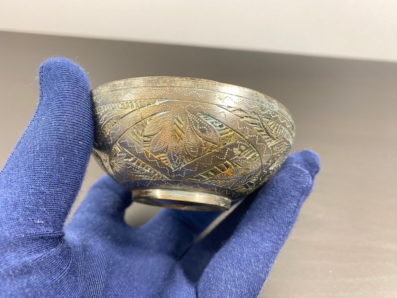 古董黄铜圆碗手工小容器金属盘糖容器 - 碗 - 铜/黄铜 