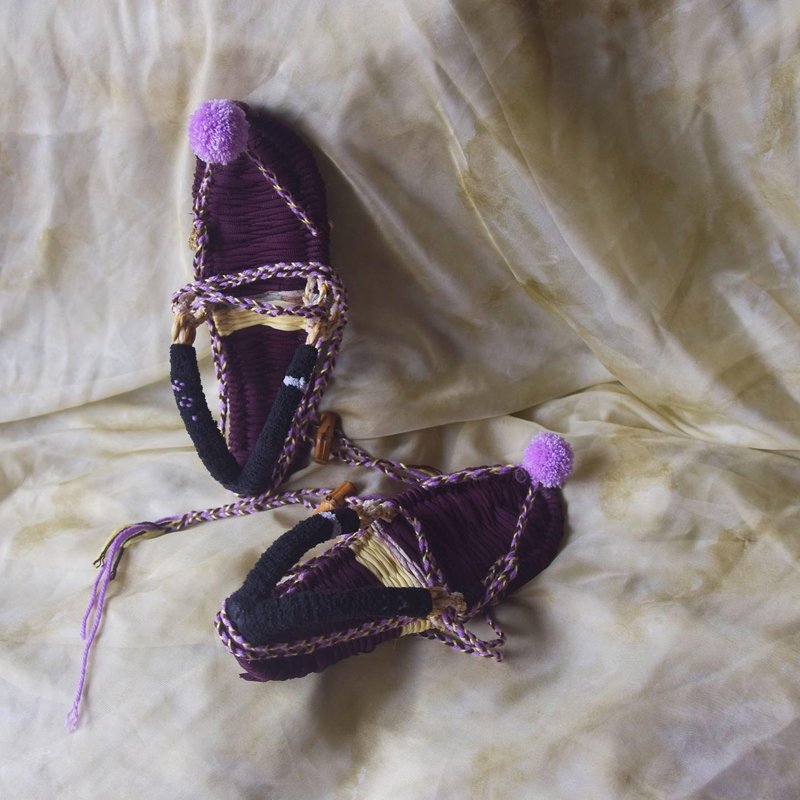 夕雾 / 琼麻手工布草履_草凉鞋手工鞋 | 无现货需定制 - 男女凉鞋 - 棉．麻 紫色