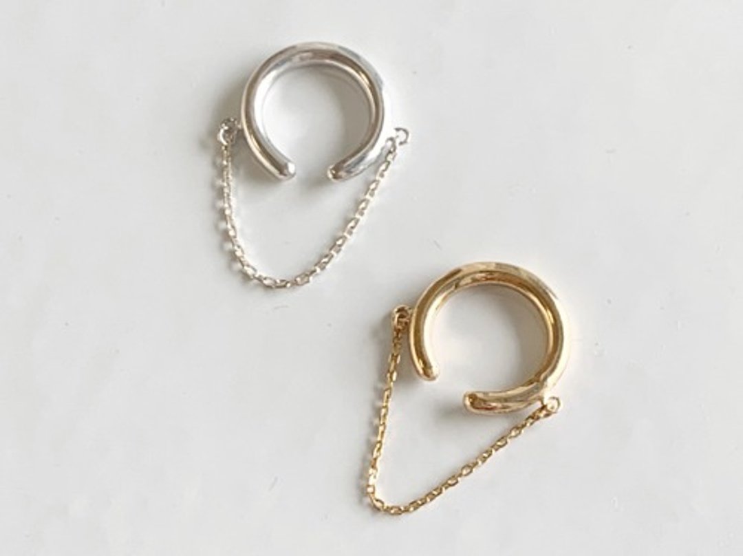 Chain ear cuff - 耳环/耳夹 - 纯银 金色