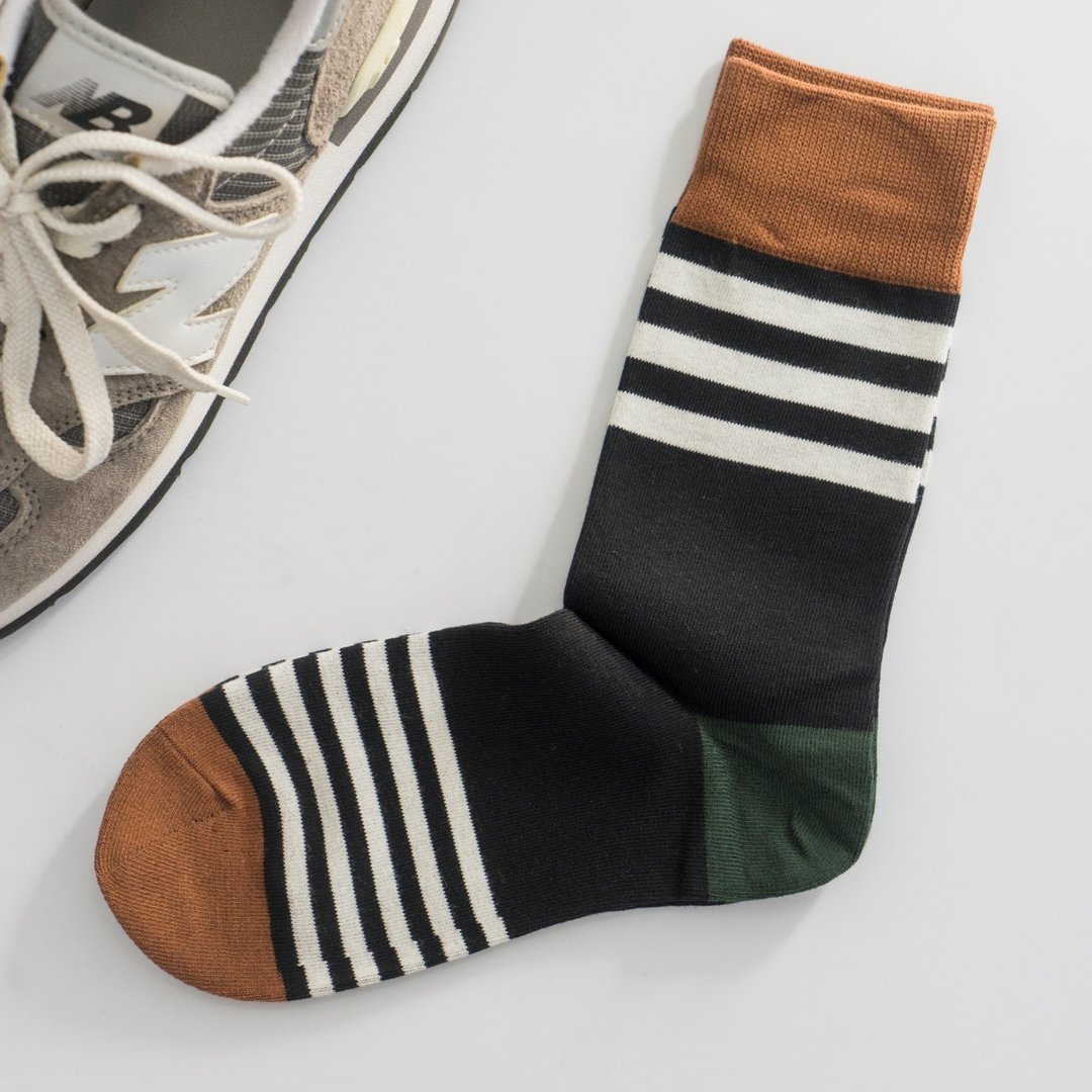 冬季搭配条纹袜 日常穿着中筒长款袜子 男女均码 Socks - 袜子 - 棉．麻 