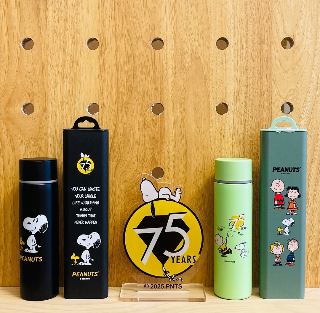 SNOOPY史诺比75周年便携系列-150ml保温瓶和餐具盒(4件装) - 厨房用具 - 不锈钢 黑色