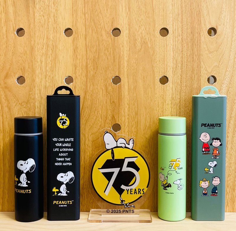 SNOOPY史诺比75周年便携系列-150ml保温瓶和餐具盒(4件装) - 厨房用具 - 不锈钢 黑色