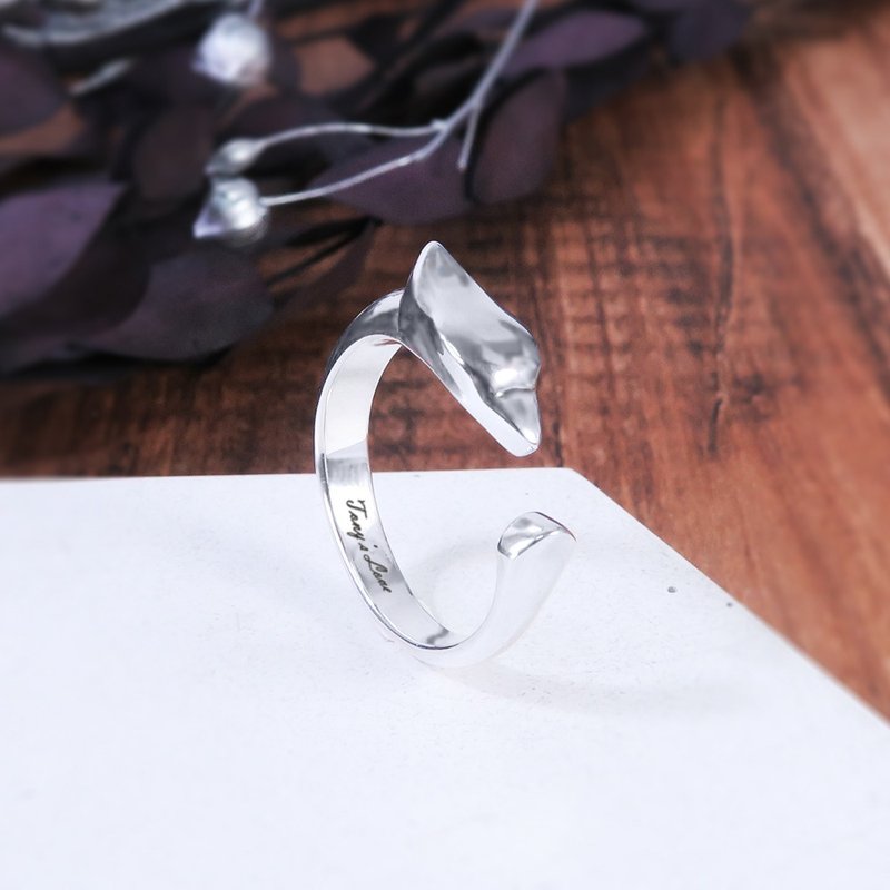 纯银刻字 龙凤呈祥 女戒 925 纯银戒指 女生戒指 凤戒指 - 戒指 - 纯银 银色