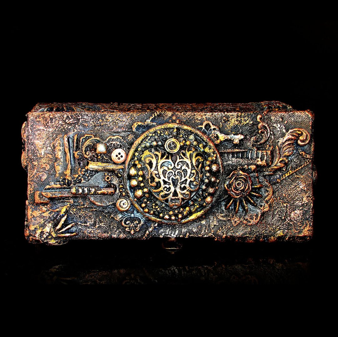 Steampunk Jewelry box, gift box, Dark academy, Goth decor, dark Fae and witches - 收纳用品 - 木头 咖啡色