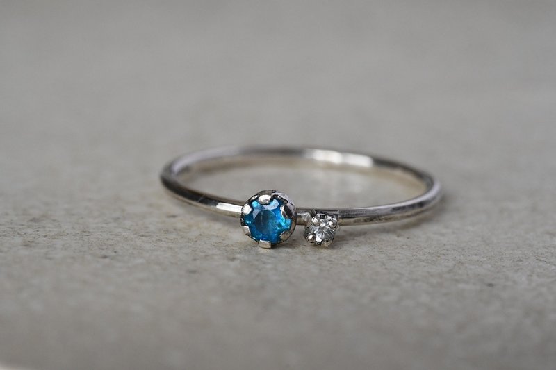 心动 霓虹蓝磷灰石・白钻 - 戒指 - 其他金属 蓝色