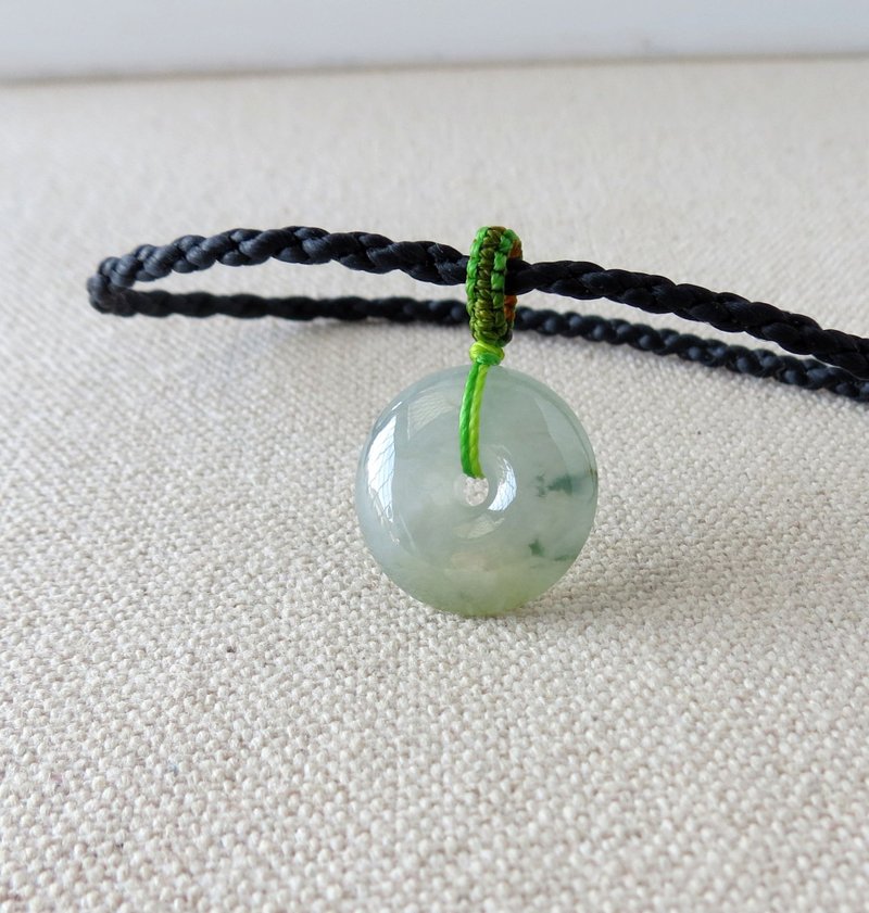 本命年【平安·如意】三彩翡翠蚕丝蜡线项链*ST2-10【四股编】 - 锁骨链 - 宝石 黄色