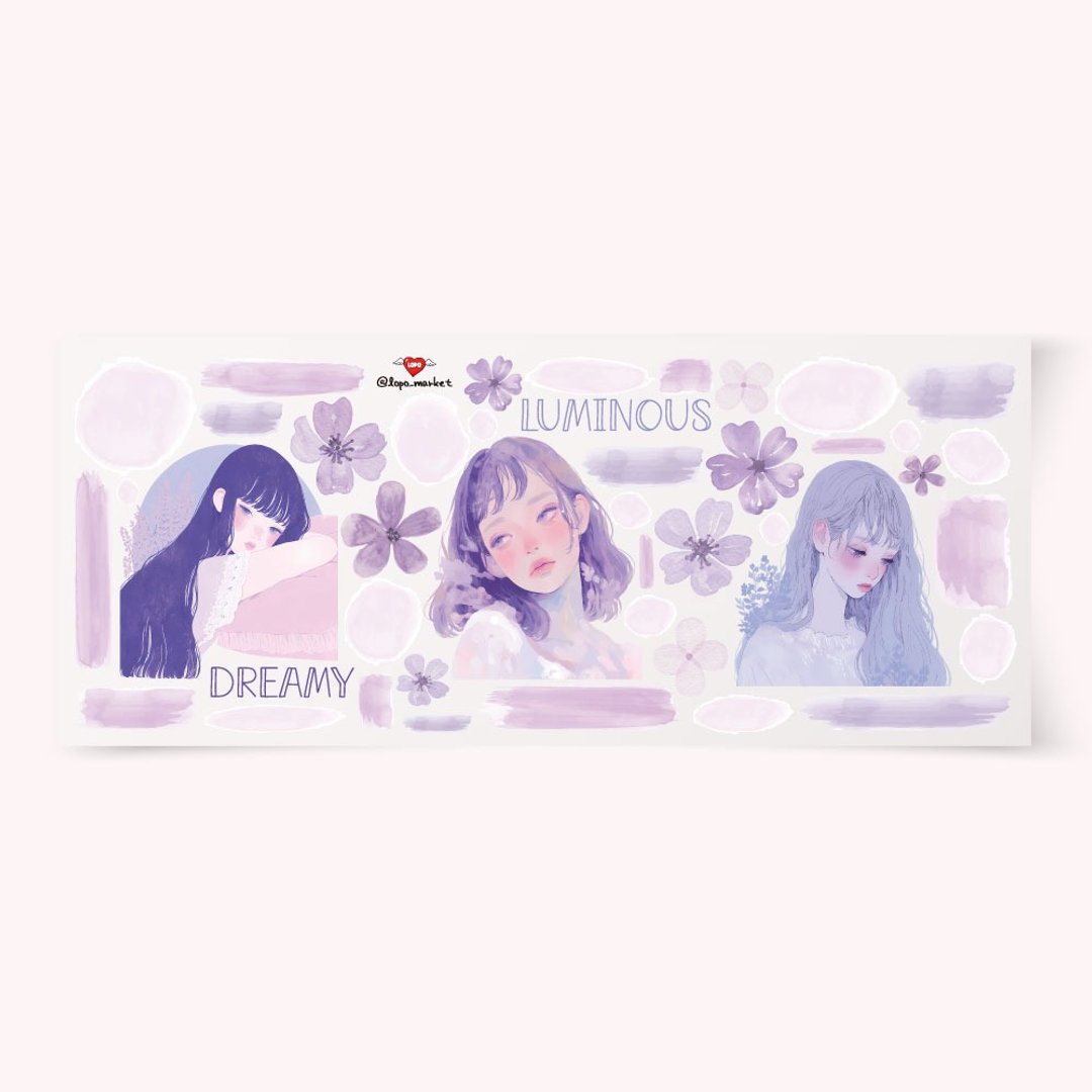 紫色女孩贴纸 透明雾面贴纸 2张入 - 贴纸 - 其他材质 