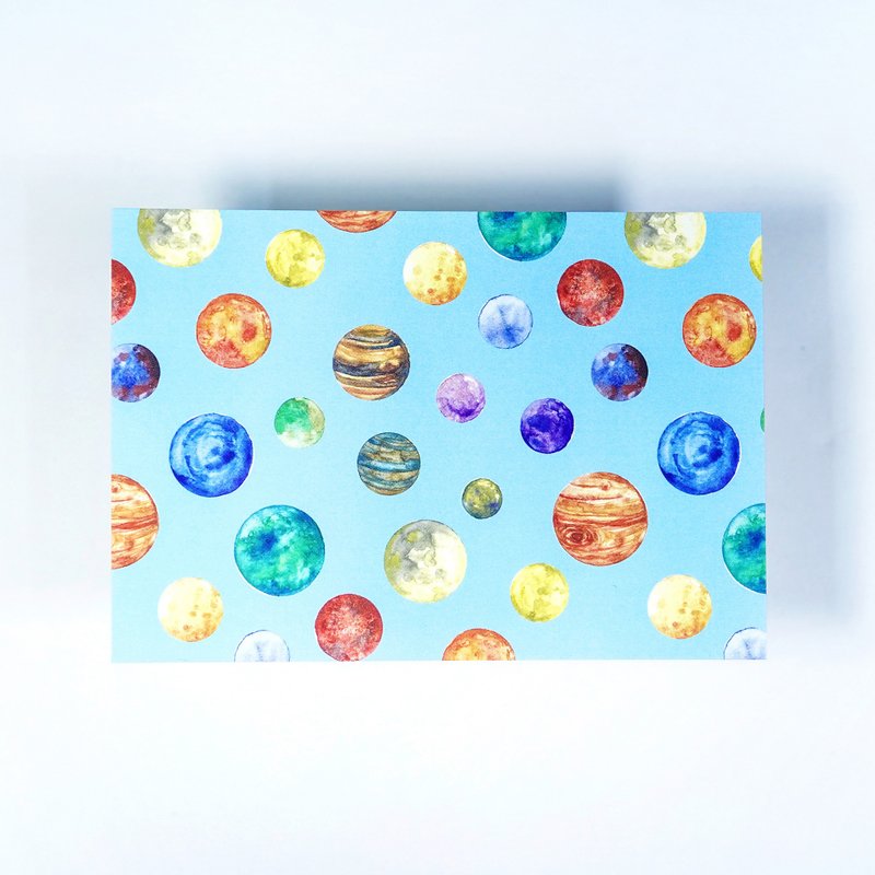 【Lunatic Planet】水彩插画 花样明信片 手帐 宇宙 星球 星夜 - 卡片/明信片 - 纸 蓝色