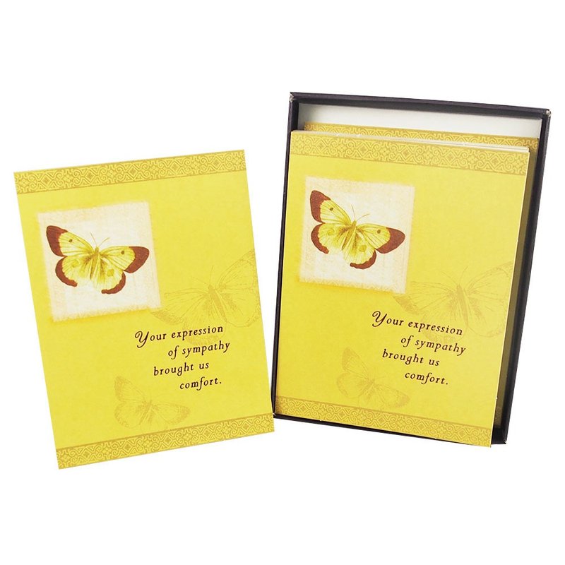 盒卡-黄色蝴蝶10入【Hallmark-卡片 吊唁感谢】 - 卡片/明信片 - 纸 金色