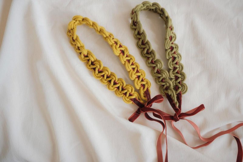 法式编织发带 - 发带/发箍 - 棉．麻 绿色