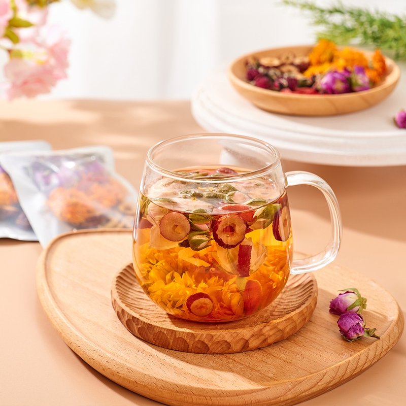 三花养颜花茶 (8包/袋) - 玫瑰花 金边玫瑰 金盏花 养颜美容 排毒 - 茶 - 其他材质 