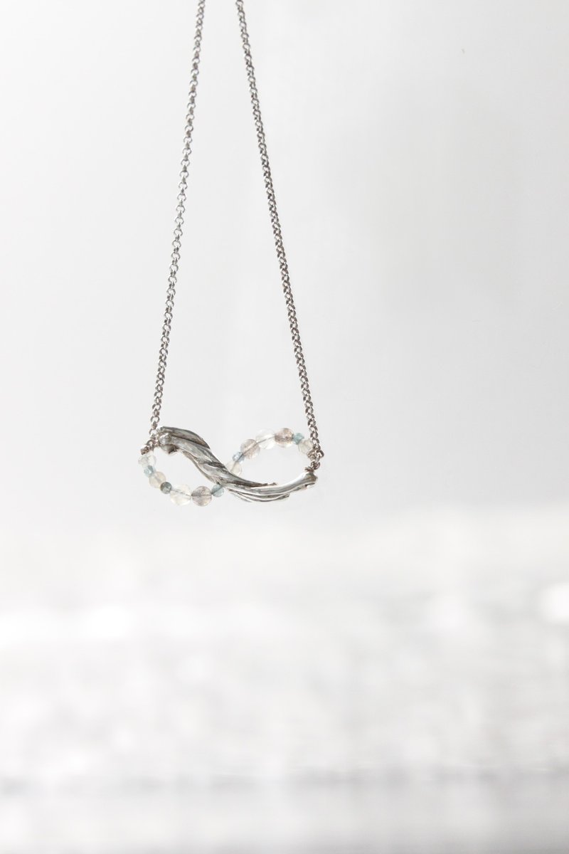 水色映影 | 自然探险 // 糖果碧玺月光石天然石纯银项链//原创银 - 项链 - 宝石 银色