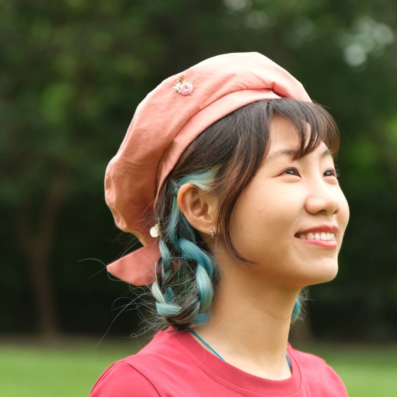 原创设计帽子新款手工刺绣帽子 - 帽子 - 棉．麻 粉红色