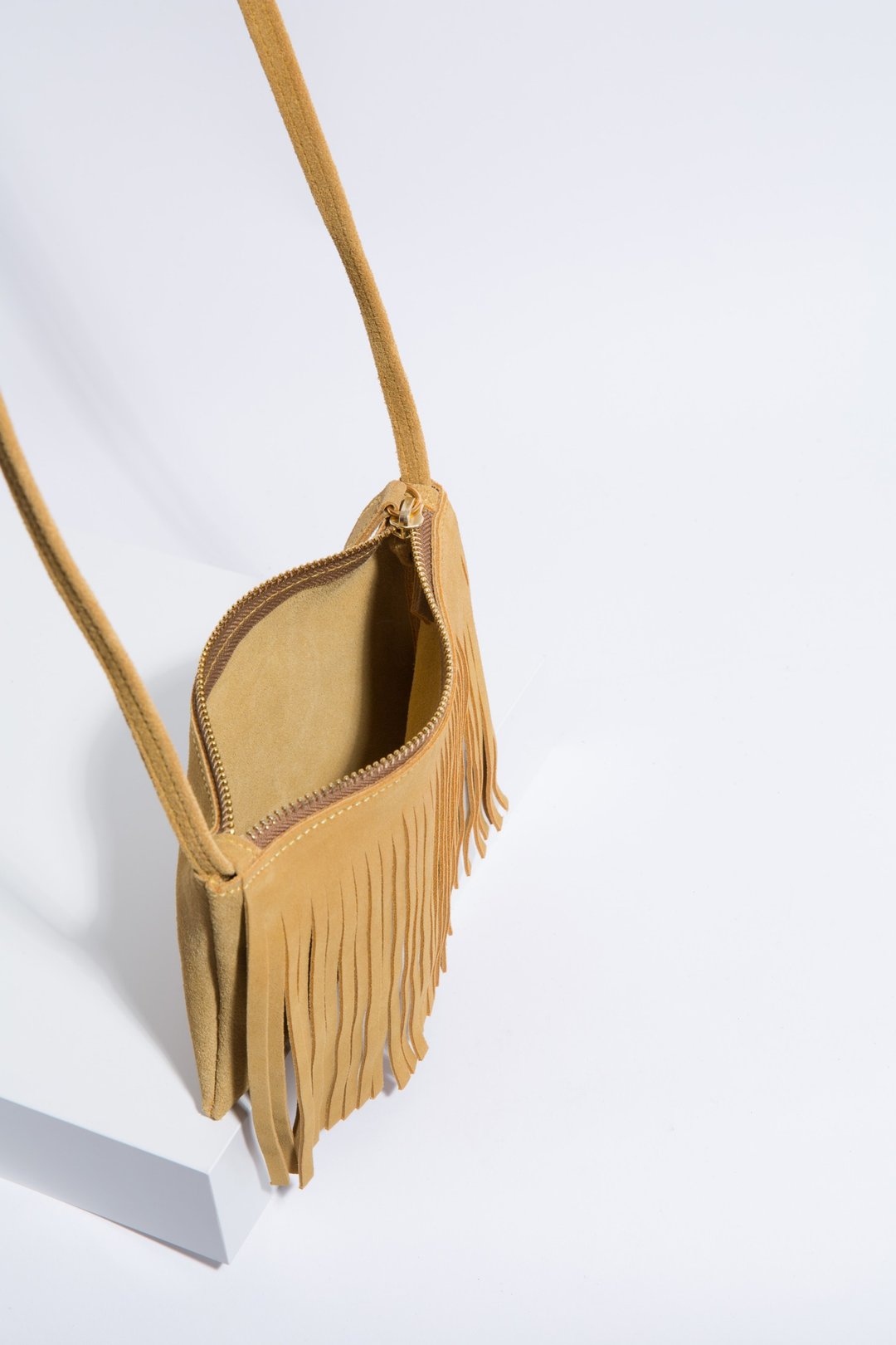 Leather cross-body bag yellow: Mini Fringe Honey Mustard - 侧背包/斜挎包 - 真皮 黄色