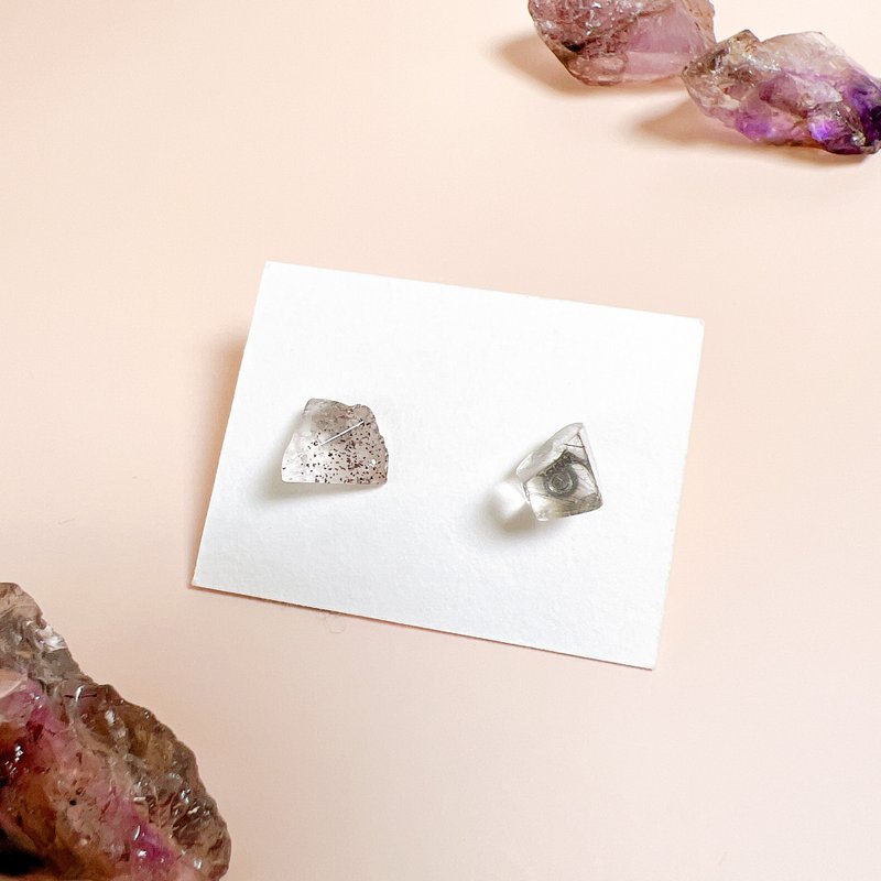 超高频率水晶 超七耳环 天然石 水晶耳环 饰品 - 耳环/耳夹 - 水晶 多色
